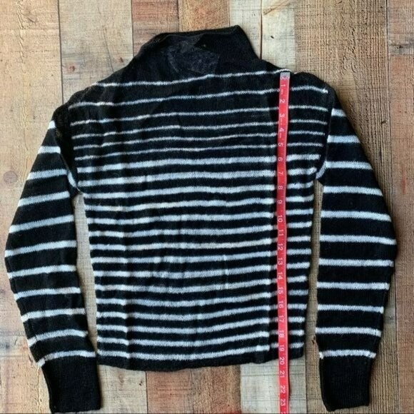 Weekday trinity sheer knitted jumper with high neck in black and white striped - Picture 7 of 9